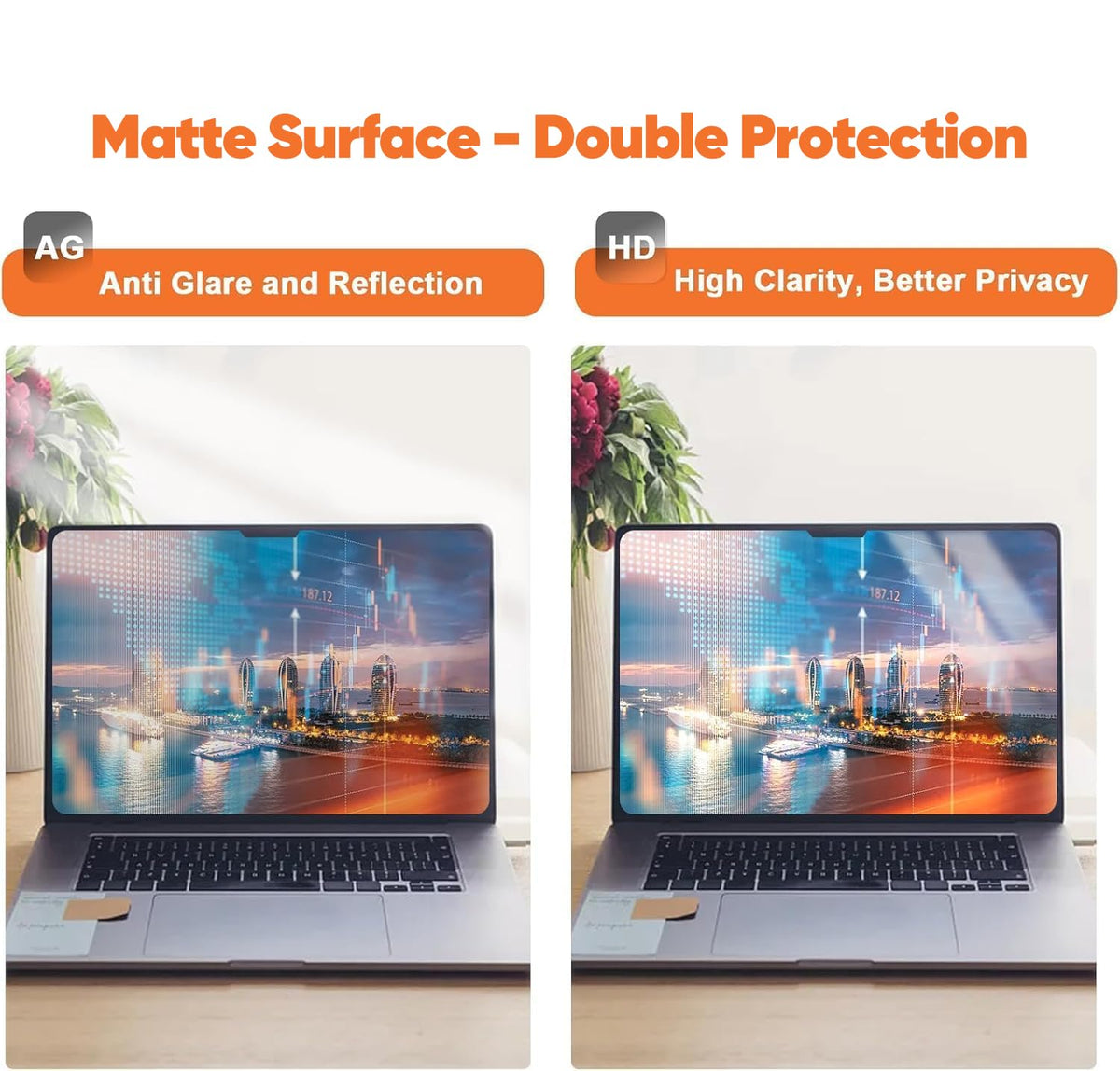BSPROTE Laptop Privacy Screen 16 Inch 16:10 Display, Anti Glare Film Blue Light Filter, Anti Scratch Protector Computer Privacy Screen Shield, Not