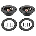 BlueMart 3-'' Double Binding Round Gold Plate Push Spring Loaded Jacks Connector Speaker Box Terminal Cup (Black - 2pcs), (B-S)