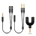 HIEbee 2 in 1 3.5mm Headphone Splitter Adapter (Microphone + Audio) Female to Male&Male to Female Stereo Jack Y Cable Compatible for PS4,PS5,Nintendo