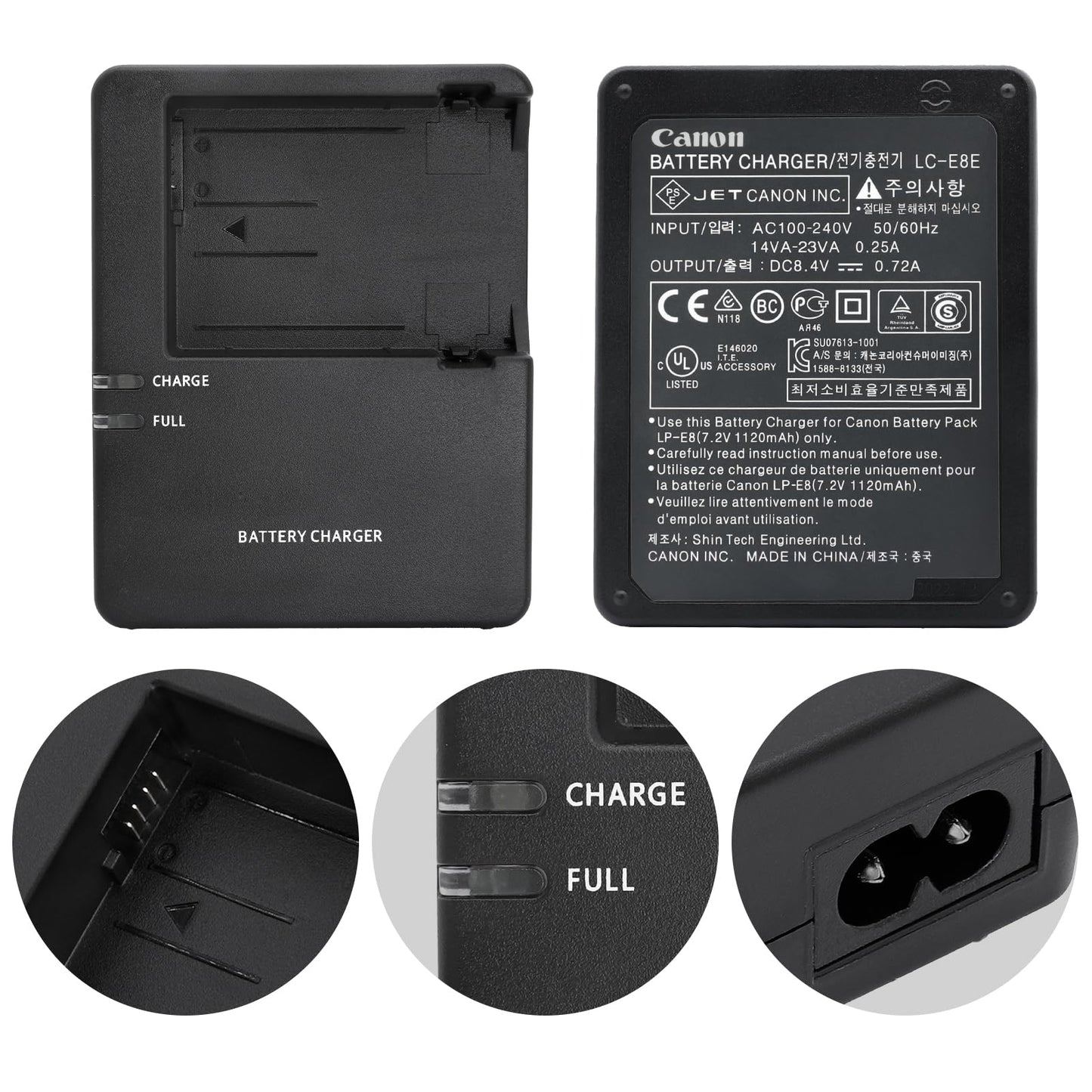 LP-E8 LC-E8 Quick Battery Charger for Canon LC-E8C LC-E8E Battery Compatible with Canon EOS Rebel T2i, T3i, T4i, T5i, 550D, 600D,650D,700D,Kiss