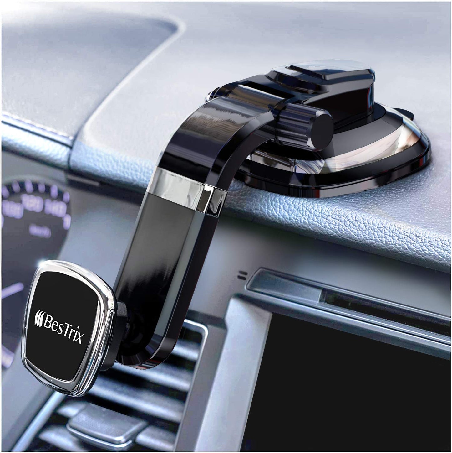 BESTRIX Phone Holder for Car, Magnetic Car Phone Mount | Dashboard Car Phone Holder Compatible with iPhone 15, 14,13,12,11Pro,Xr,XS Pro MAX Galaxy S24