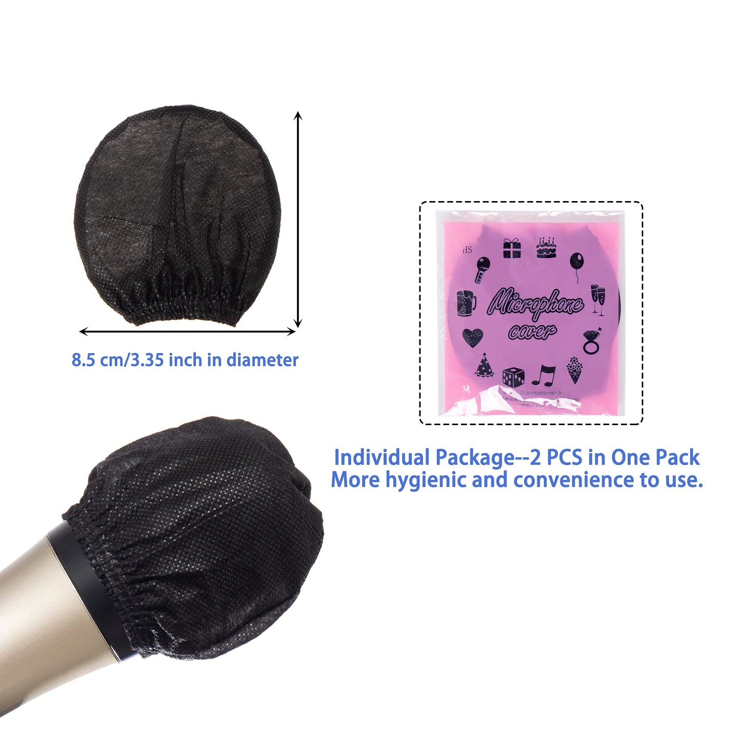Zettokete Microphone Cover Pop Filter 400 PCS, Disposable Mic Cover with Individual Packing, Microphone Protector Suit for Most Handheld Microphones
