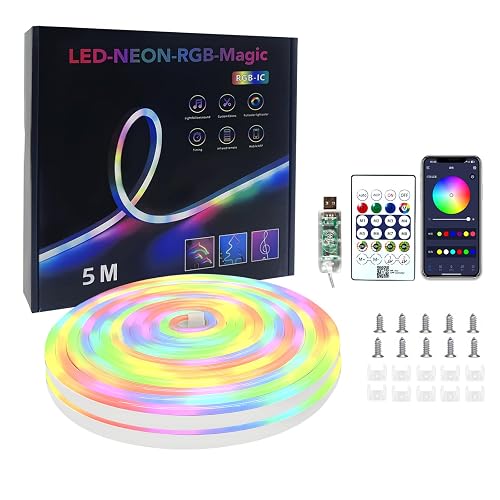 XSY CSZXINGSY 16.4ft Neon Rope Lights,Flexible Led Rope Lights Control with App/LED Strip Lights - Waterproof, Bendable, Indoor/Outdoor Use