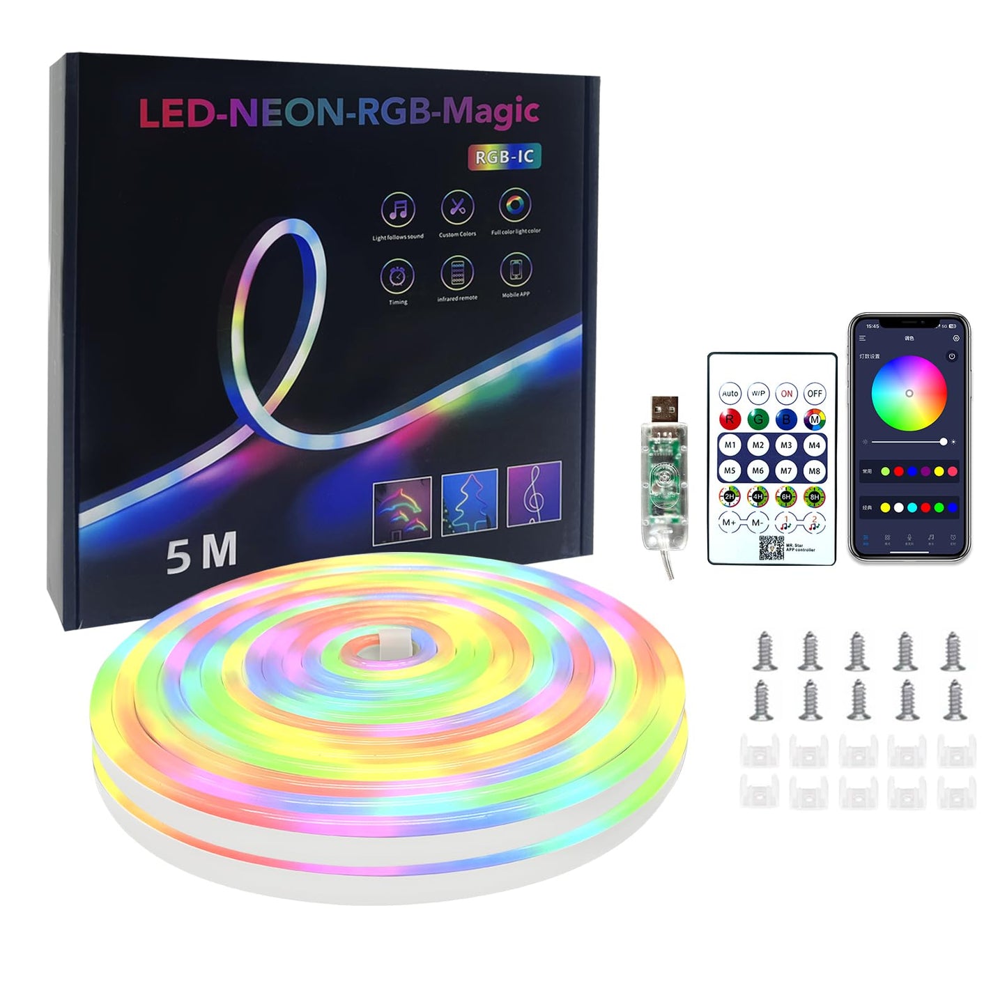 XSY CSZXINGSY 16.4ft Neon Rope Lights,Flexible Led Rope Lights Control with App/LED Strip Lights - Waterproof, Bendable, Indoor/Outdoor Use