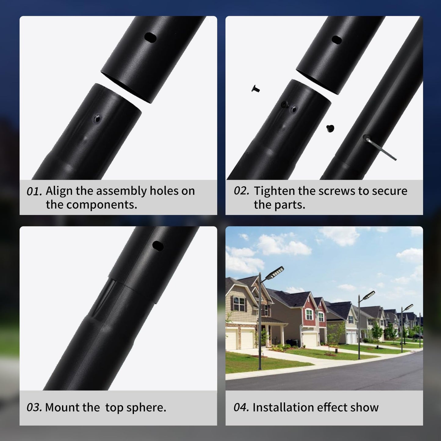 FLwumaotou Street Light Pole 10Ft, Street Light Poles for Outdoor Lighting,Solar Pole Accessory for Street, Suitable for Farm, courtyards, Parks