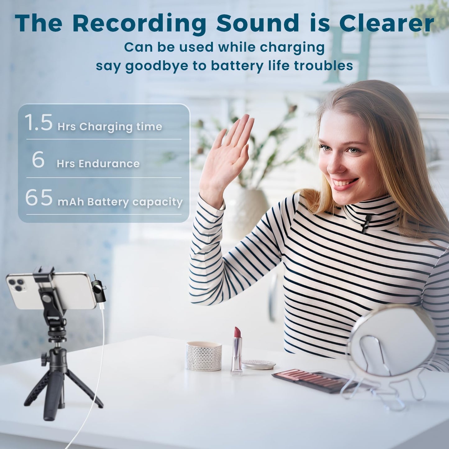 AWSENS 3 in 1 Mini Microphone,Wireless Lavalier Microphones for iPhone Android Camera USB-C,2.4G Ultra-Low Delay,Noise Reduction,Microphone Video