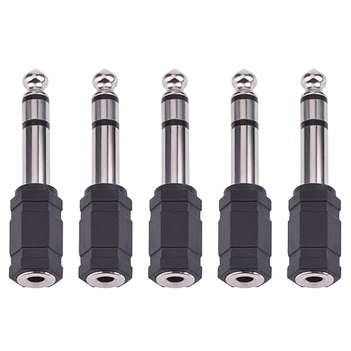 eBoot 6.35mm to 3.5mm Adapter 6.35 mm (1/4 Inch) to 3.5 mm (1/8 Inch) Adapter Female Stereo Audio Earphone, 5 Pieces, Black