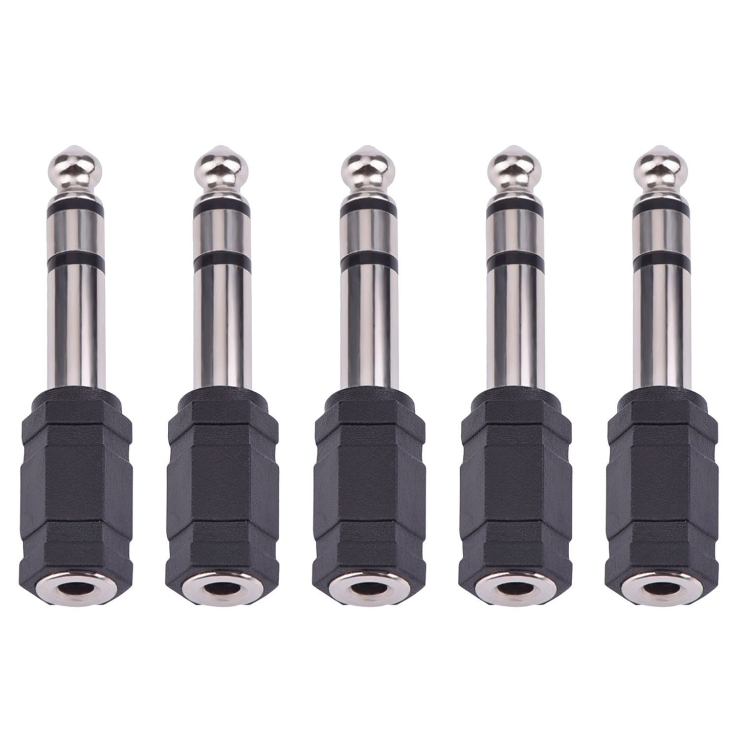 eBoot 6.35mm to 3.5mm Adapter 6.35 mm (1/4 Inch) to 3.5 mm (1/8 Inch) Adapter Female Stereo Audio Earphone, 5 Pieces, Black