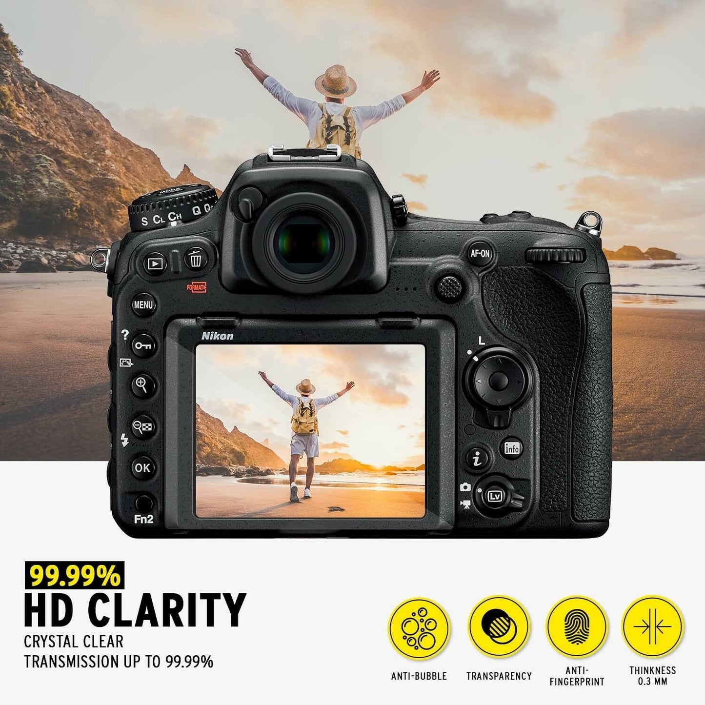 Koah LCD Ultra Armor Screen Protector for Nikon D5500 and D5600 Series Mirrorless Camera, 0.3mm Ultra-Thin Optical Protector Glass, Anti-Bubble