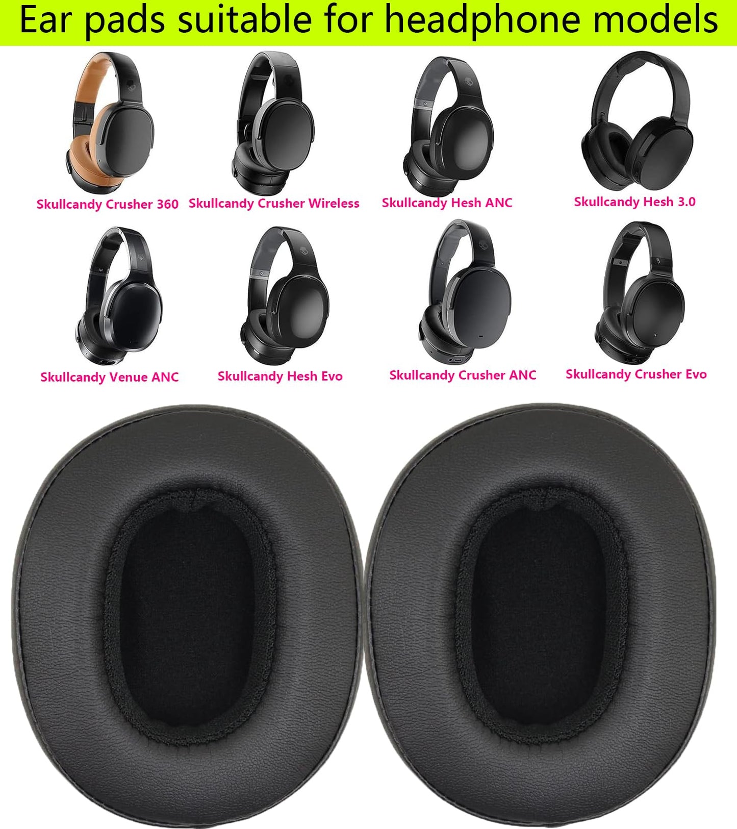 Replacement Ear pad Compatible with Skullcandy Crusher Wireless/Crusher360/Hesh3/Hesh ANC/Hesh Evo/Venue ANC/Crusher Evo/Crusher ANC Headphones Soft