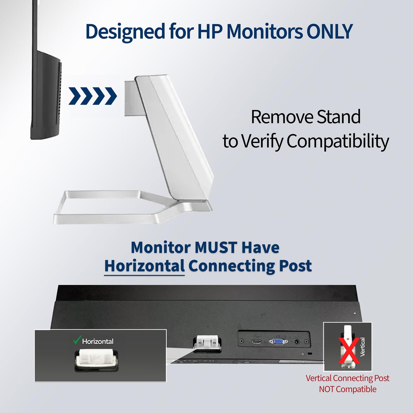 VIVO Quick Attach VESA Adapter Designed for HP Monitors 27er, 27es, 27ea, 25er, 25es, 24ea, 24es, 23er, 23es, 22er, 22es, 22f, 23f, 24f, 25f, 27f