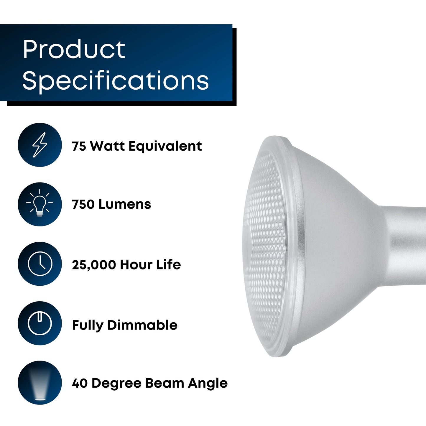 Feit Electric LED PAR30 Light Bulb, 75W Eq, Daylight, 2 Pack