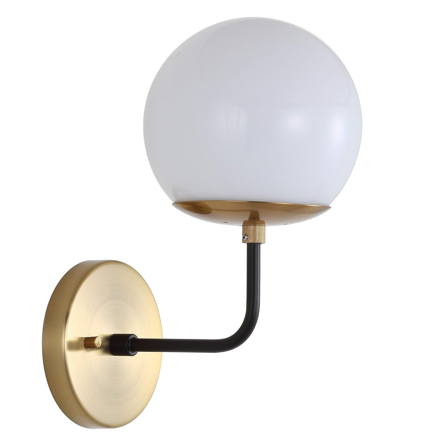 SAFAVIEH SCN4017A Lighting Cayden Brass Gold and Black Wall (LED Bulb Included) Sconce, White