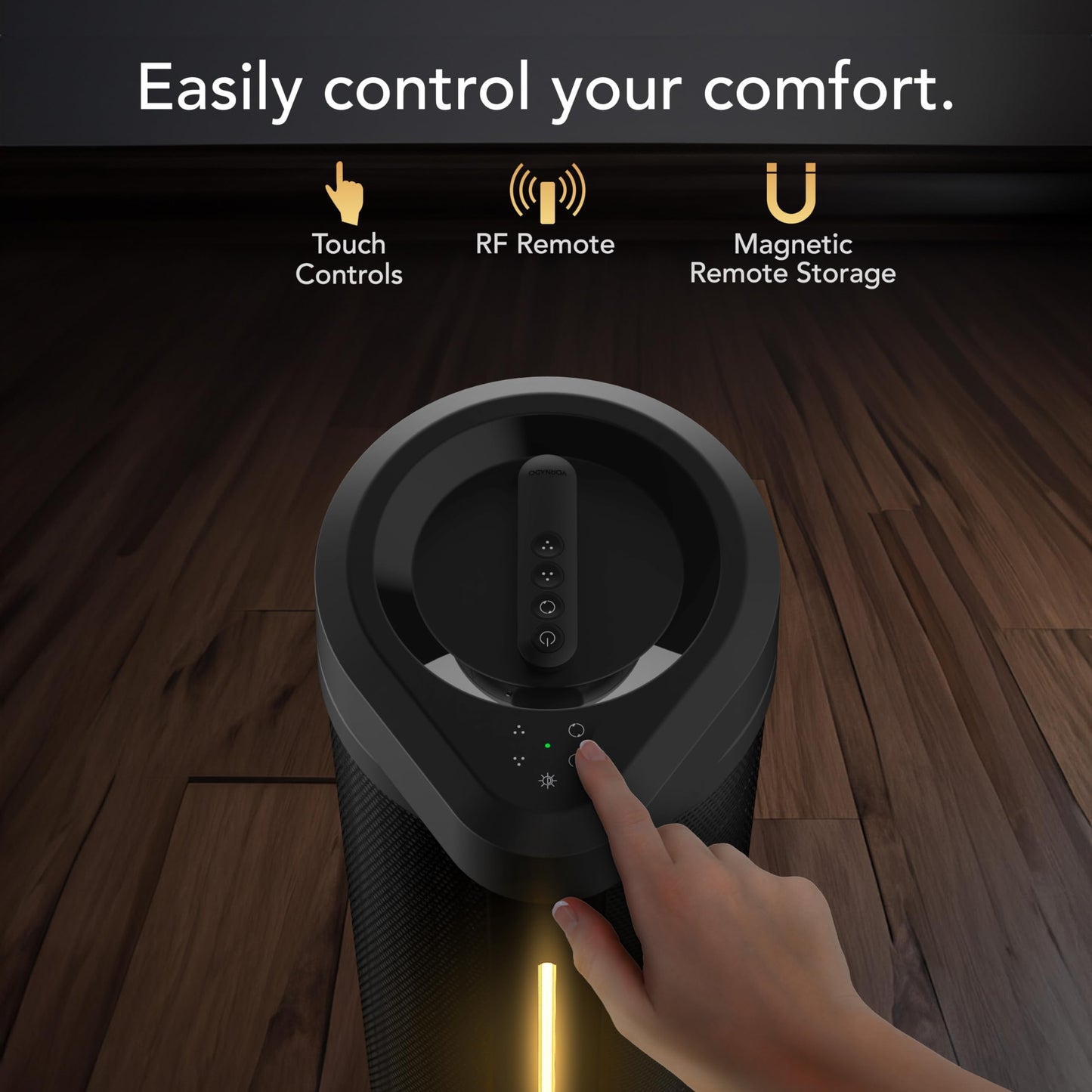 Vornado ARA® Oscillating Tower Fan with Ambient Light and Remote, 40 Inch, Quiet Powerful Standing Fan, 5 Speeds, Touch Control, Illuminated Air