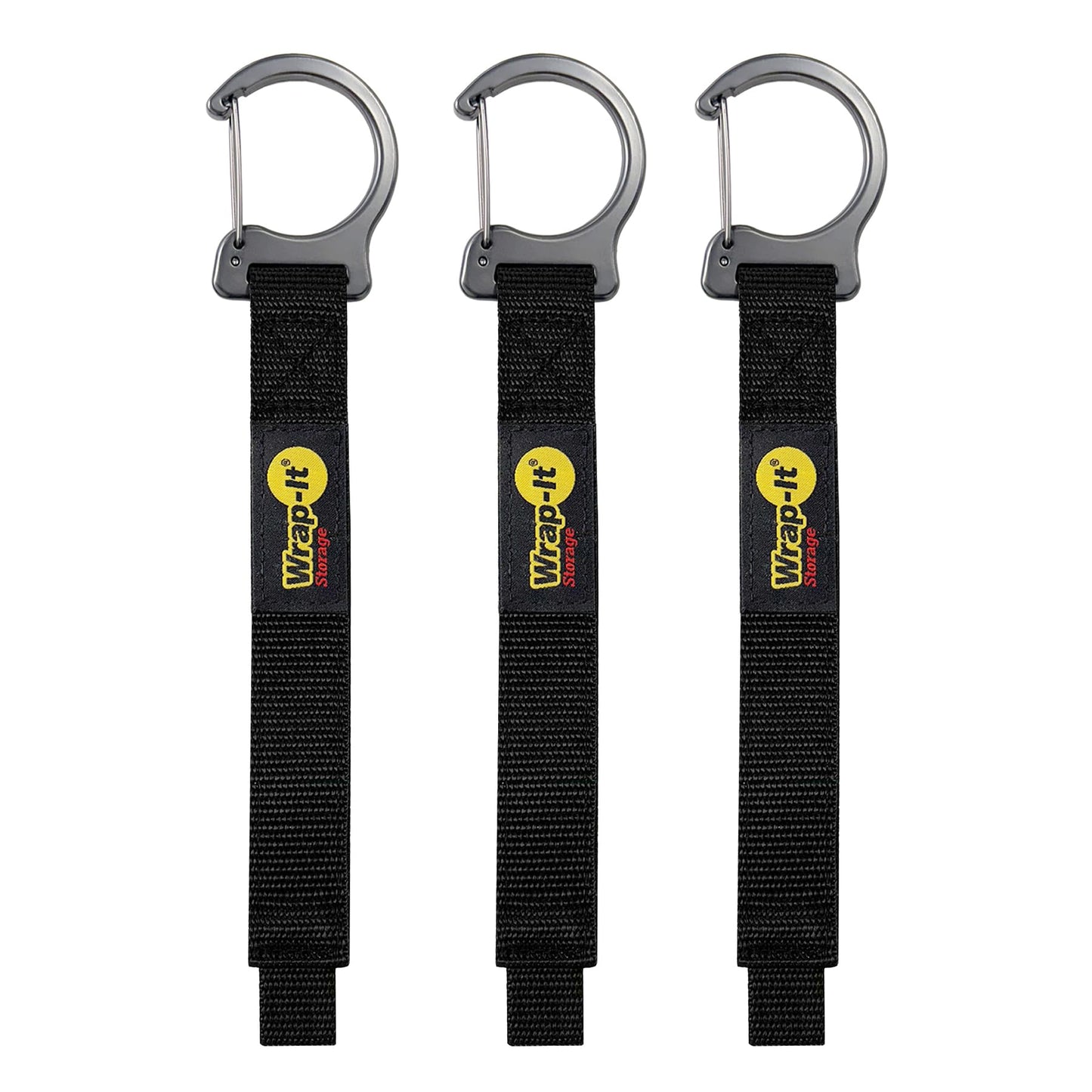 Wrap-It Storage Quick Clips - 14" (3-Pack) Black - Cable Straps With a Metal Clip to Use as an Extension Cord Organizer or Garden Hose Holder