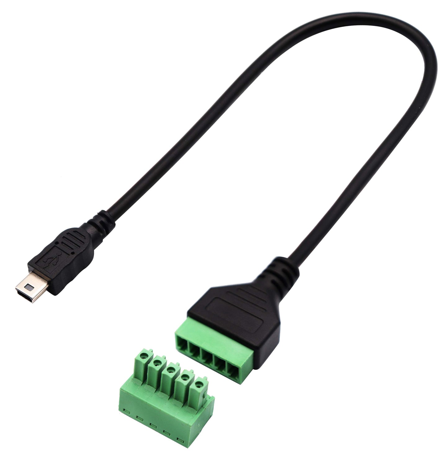 zdyCGTime Mini USB 2.0 Male to 5-Pin Female Screw Terminal Connector, Black, 2 Pack