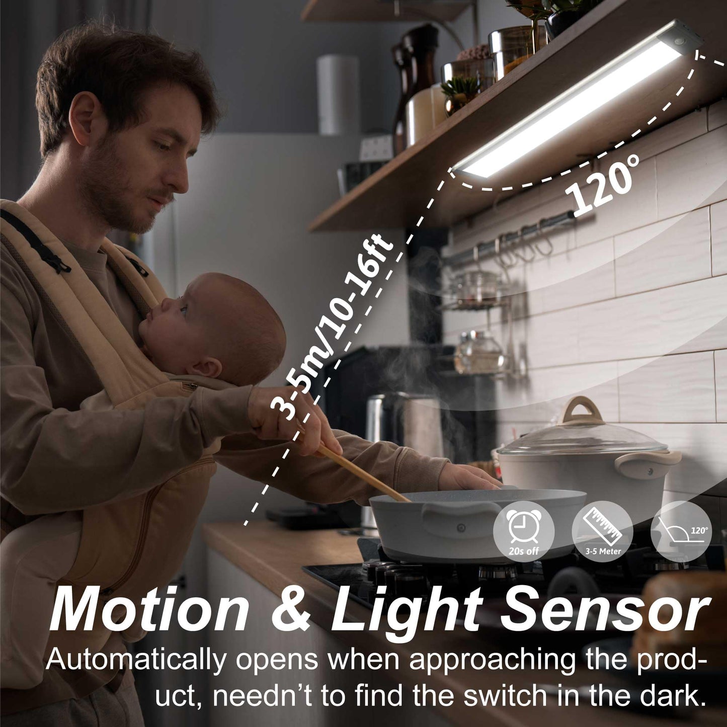 LEPOTEC 54 LED Under Cabinet Light, Pantry, Camper/Caravan, 2500mAh Rechargeable Wireless Motion Sensor Closet Light, Ultra Thin, Glare-Free Lighting