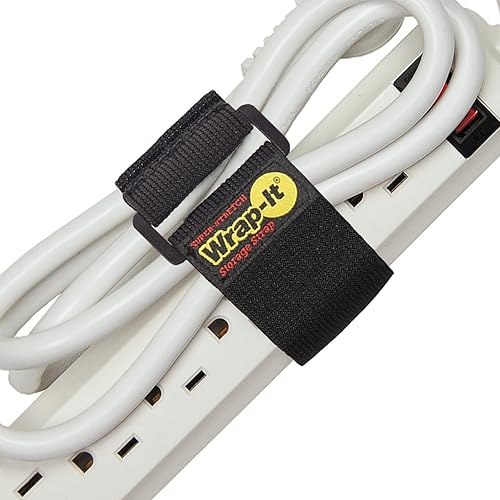 Super-Stretch Wrap-It Storage Straps - 9" (10 Pack) - Elastic Cinch Straps for Extension Cord Management, Cable Storage, Hose Organizer with Hook