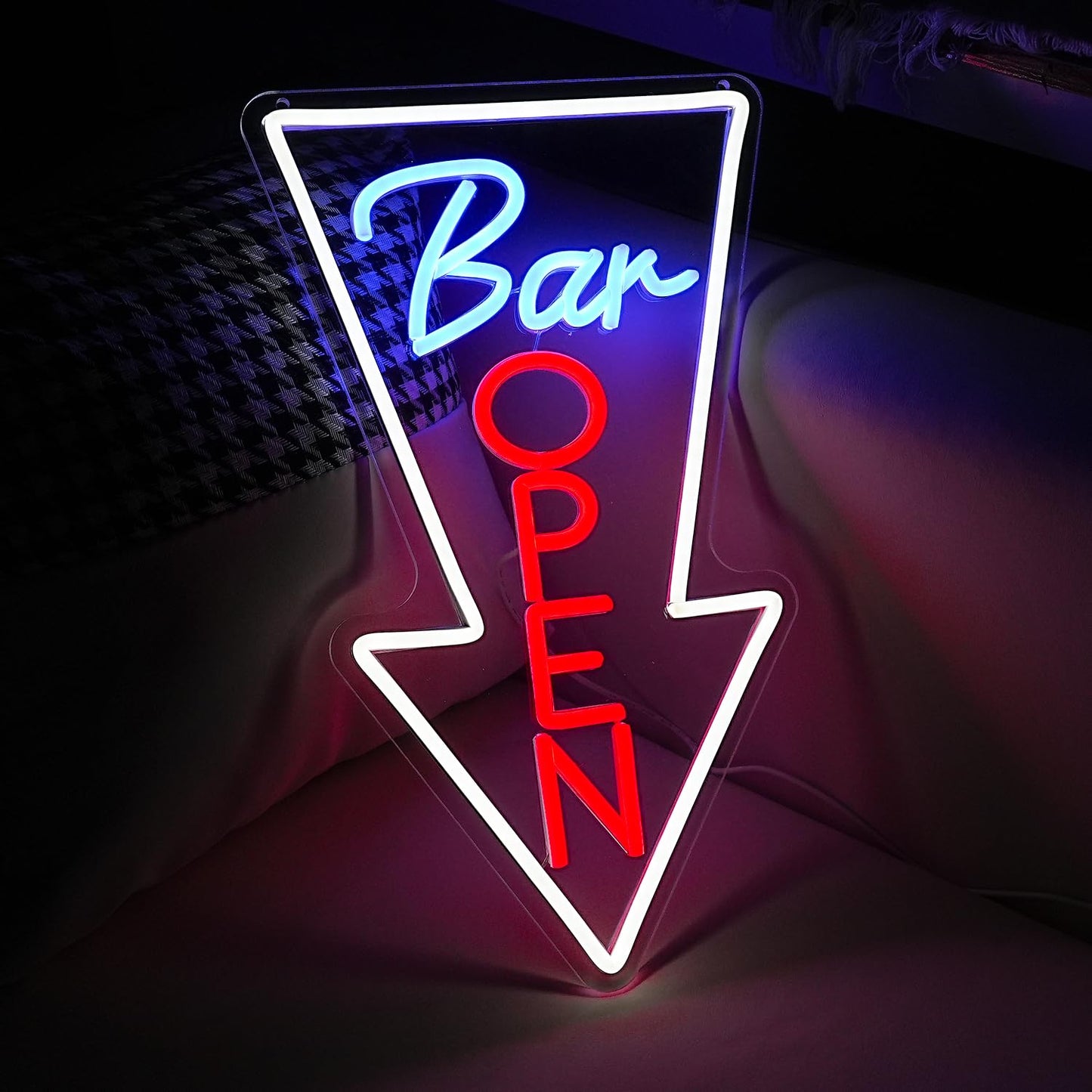 JLEWUINH Bar Open Neon Sign USB Powered Open Arrow Guide Neon Sign for Bar Decor Dimmable Switch Light Up Bar Sign for Club Beer Shop Neon Light (16.5