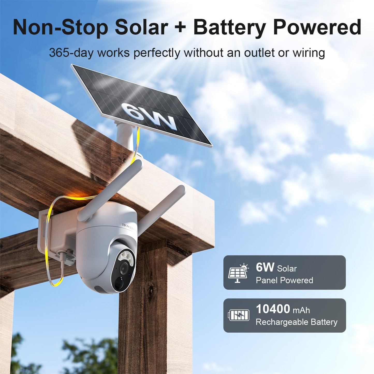 4G LTE Cellular Security Camera Solar Powered, No WiFi Security Cameras Wireless Outdoor, 360° View, 2K Color Night Vision, PIR Motion Sensor, 2-Way