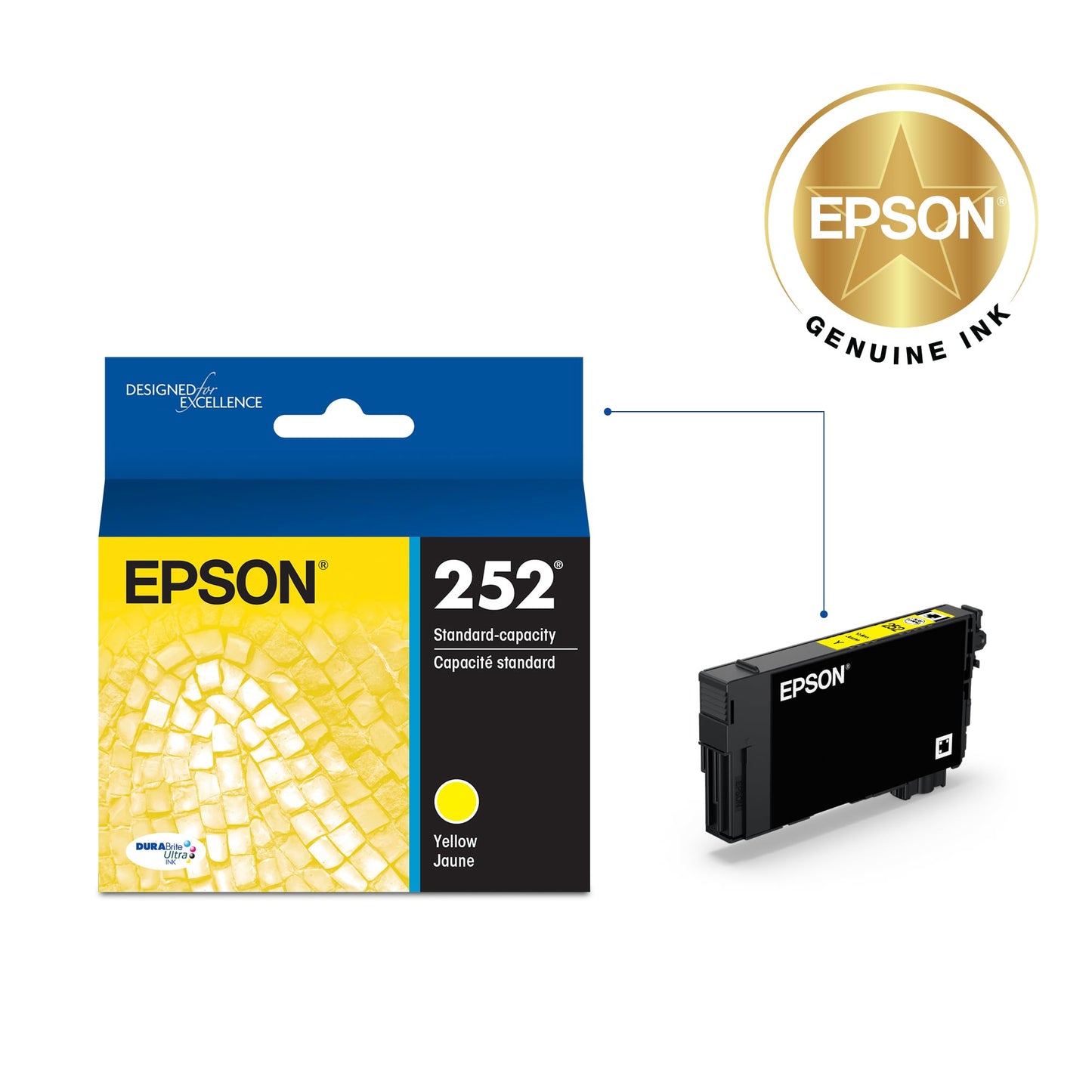 EPSON 252 DURABrite Ultra Ink Standard Capacity Yellow Cartridge (T252420-S) Works with WorkForce WF-3620, 3640, 7110, 7610, 7620, 7710, 7720, 7210