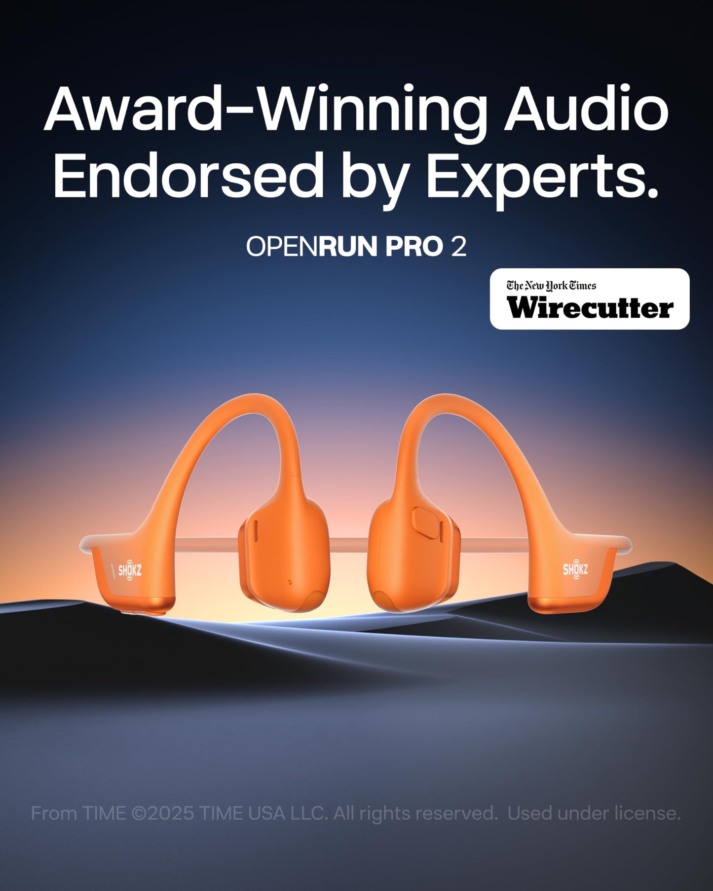 SHOKZ OpenRun Pro 2 Bone Conduction Bluetooth Sport Headphones, Orange