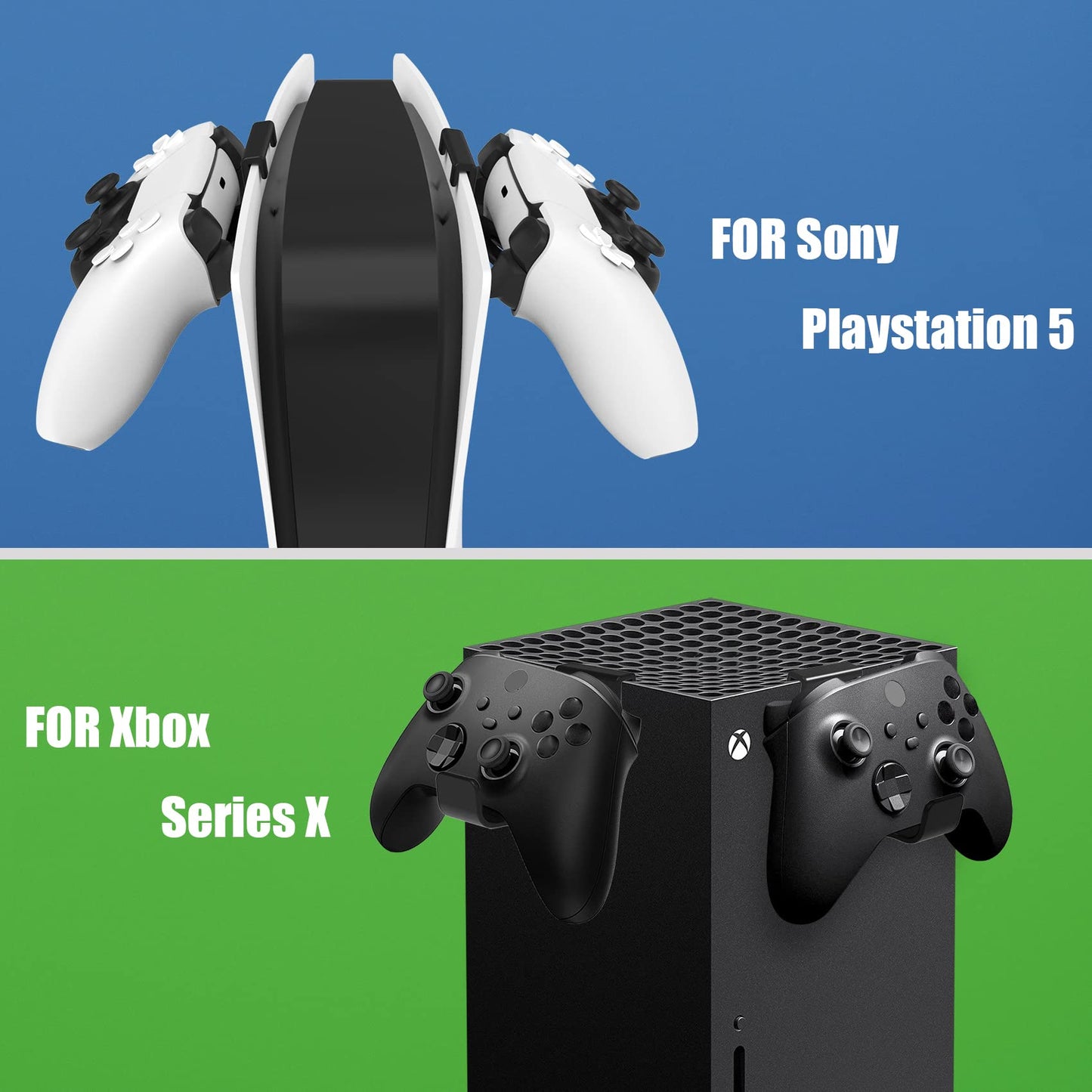 NINGMANC Headphone Hook Holder Stand & Gamepad Controller Stand for PS5, Xbox Series X, Screwless Portable Storage Rack Accessories - (2 Pack Black)