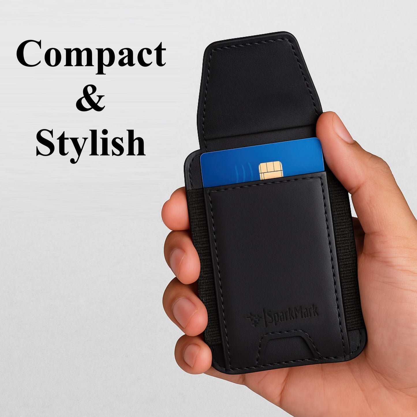 SparkMark Genuine Leather Magsafe compatible Wallet for Men & Women- Slim Magnetic Phone wallet & Card Holder for Phone Case - RFID Blocking Magnetic
