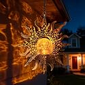 Solar Lights Outdoor Garden Decor Hanging Lanterns Decoration Metal Sunflower Gifts Waterproof for Yard Clearance Front Porch Lawn Driveway Patio