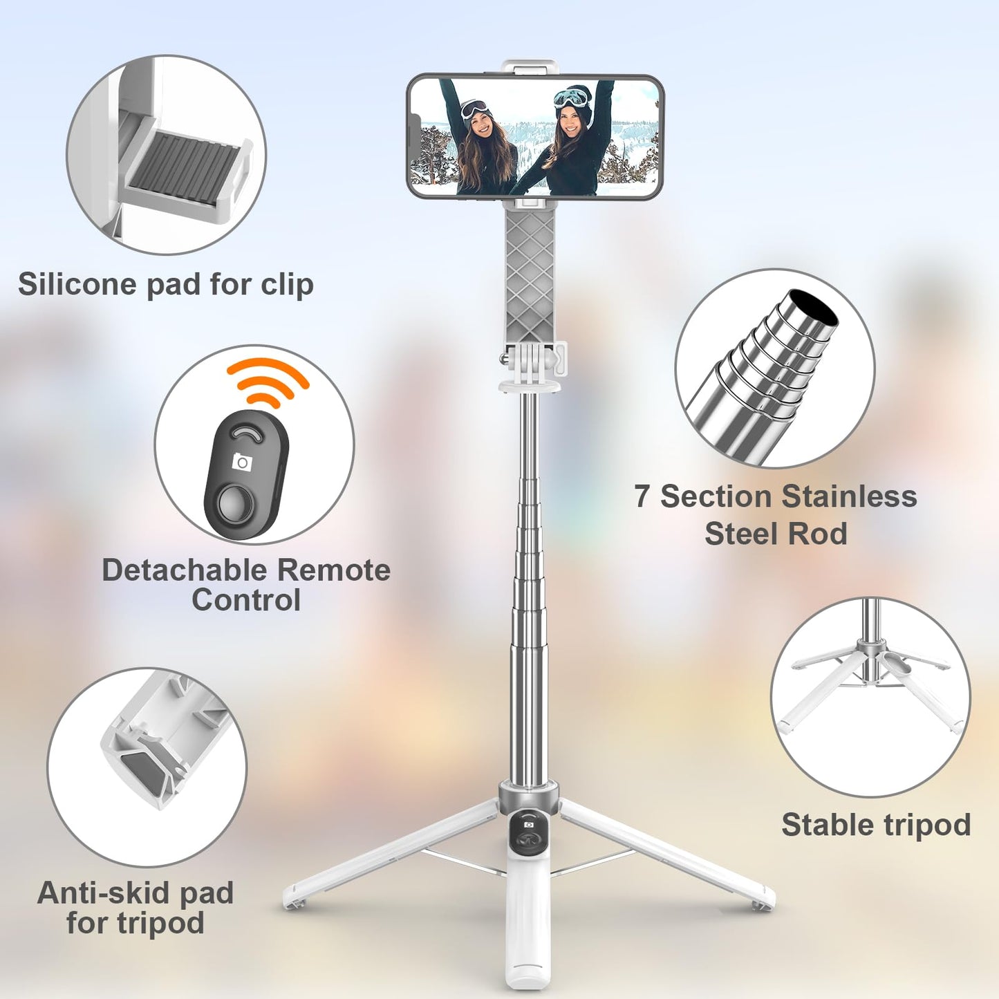 Phone Tripod & Selfie Stick, Lightweight All in One Phone Tripods with Wireless Remote, Portable Smartphone Tripod Stand Compatible
