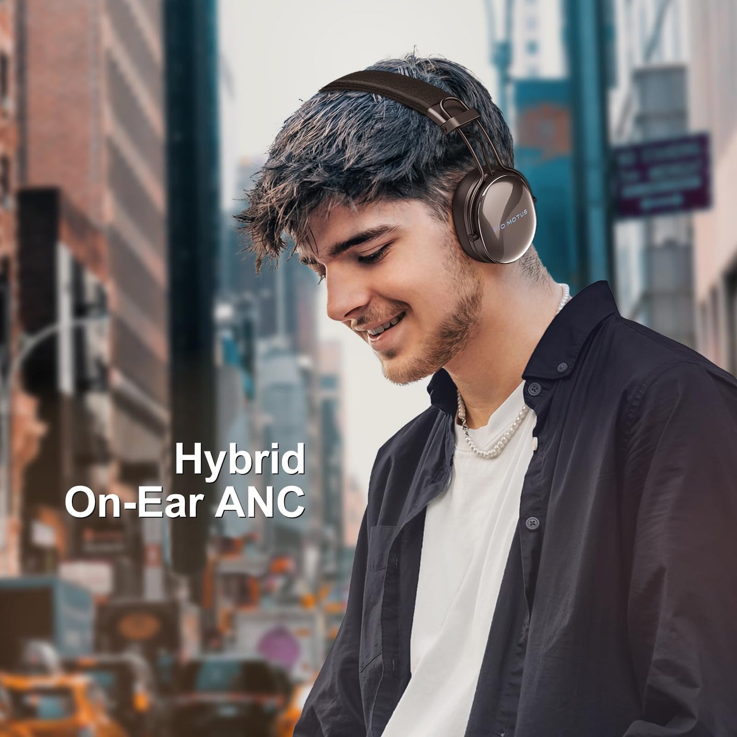 FIO MOTUS Active Noise Cancellation Wireless Bluetooth On-Ear Headphones:with - Hi Res Sound Up to 55H Battery Life, Lightweight, Comfortable…