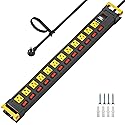 CRST 12 Outlet Heavy Duty Metal Power Strip with Individual Switches, 9FT Surge Protector Power Strip with Cord Managment, 15A/1875W 1020J Wide Spaced