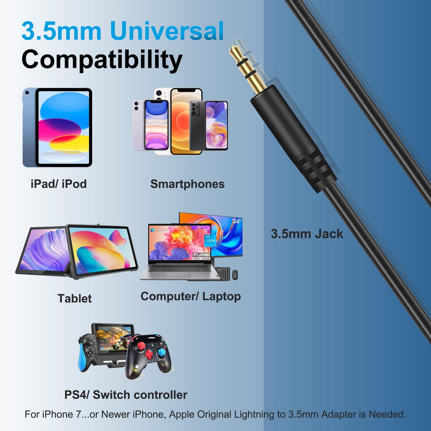 Replacement Audio Cable 3.5mm to 2.5mm Cord for Bose Headphones Aux Wire Compatible with Bose 700 Quietcomfort 45 QC45 QC35II QC35 QC25 25 JBL Tune…