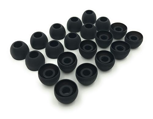 Earbudz 10 Pairs Medium Earbud Tips Silicone Replacement Ear Bud Tips - Black