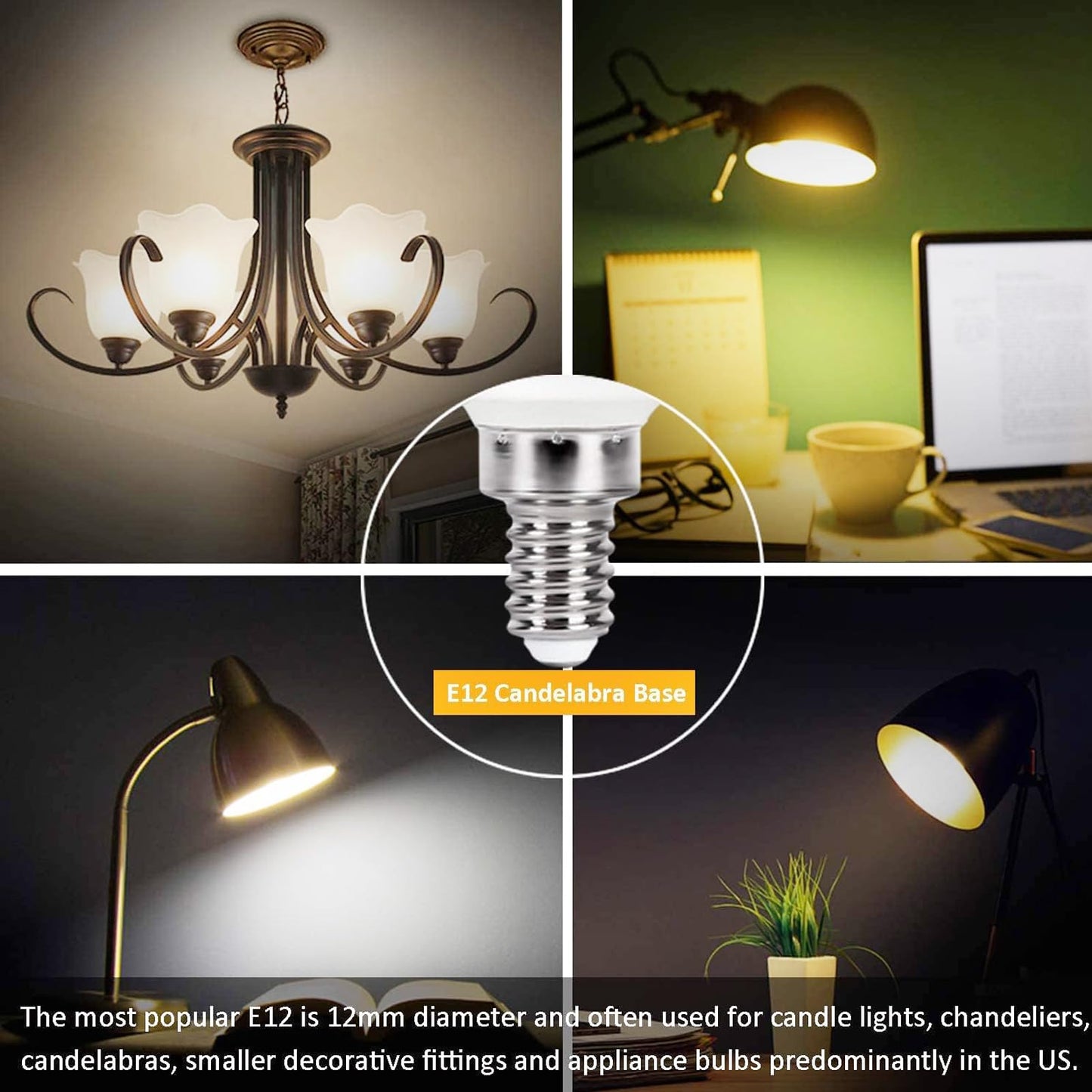 E12 LED Candelabra Light Bulbs 5W, Set of 6 Color Changing Candle Bulbs,Small Base B11 40W Incandescent Equivalent, 560 Lumen, AC120V,RGB + 2700K Warm