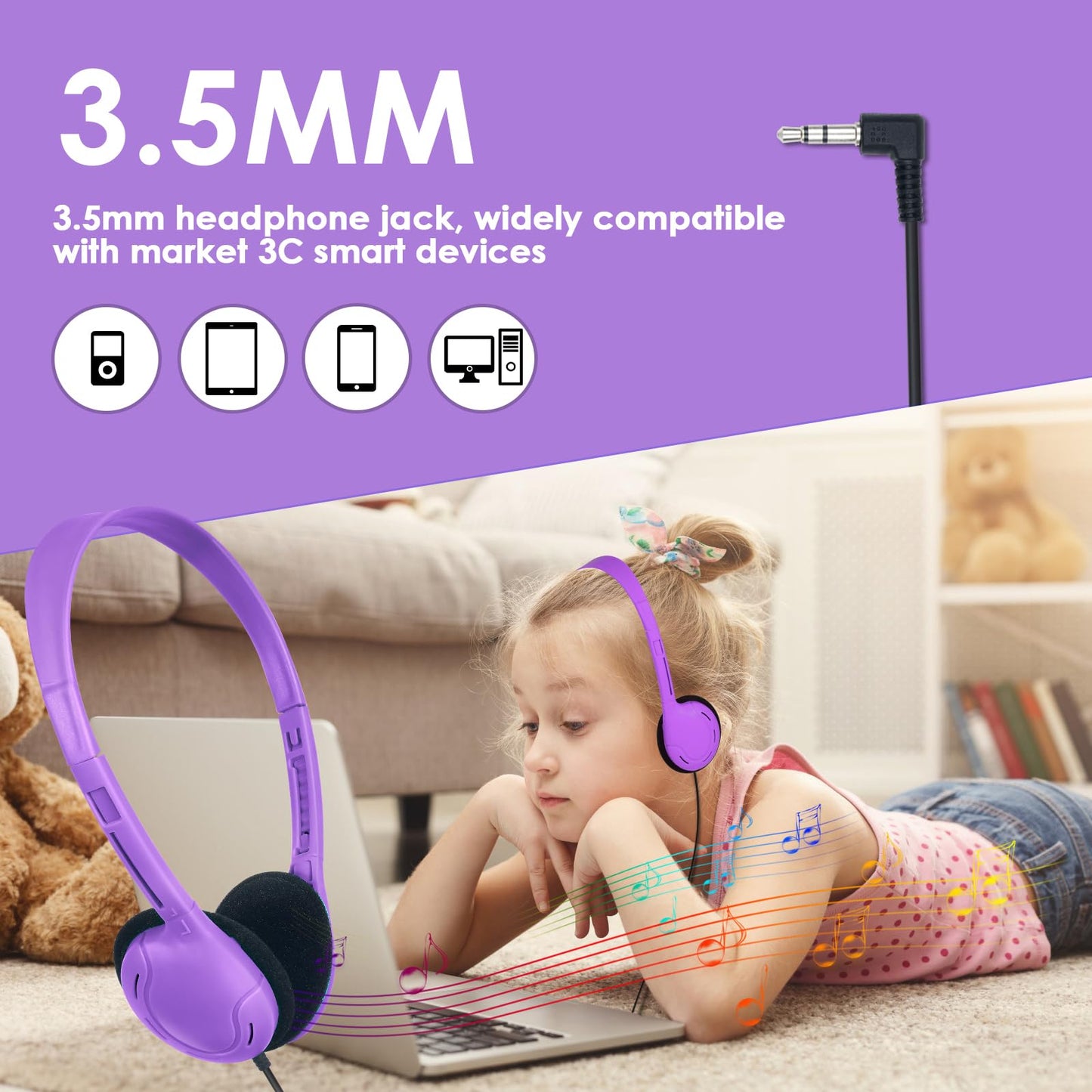 ZNXZXP 30 Pack Class Set Headphones for Students School Classroom Headphones Bulk Over The Ear Adjustable with 3.5 mm Jack for Library, Online Lesson…
