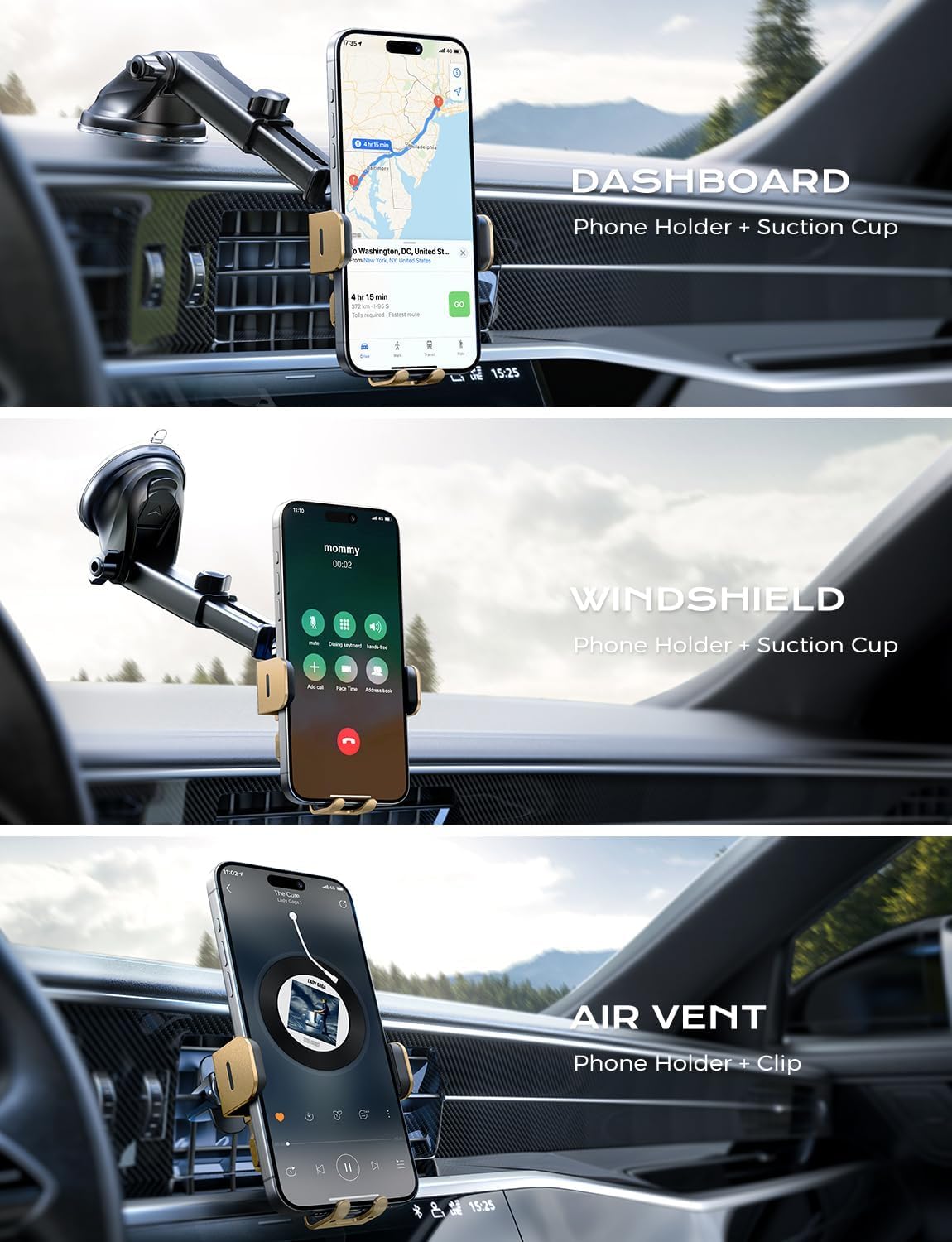 CHGeek Wireless Car Charger, 15W Fast Charging Auto Clamping Car Charger Phone Mount Phone Holder fit for iPhone 15 14 13 12 11 Pro Max Xs, Samsung