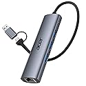 Acer USB to Ethernet Adapter, USBC Hub Ethernet 1Gbps with 3*USB 3.0, Aluminum Heat Dissipation, Driver Free, USB to Network Adapter for Windows 10