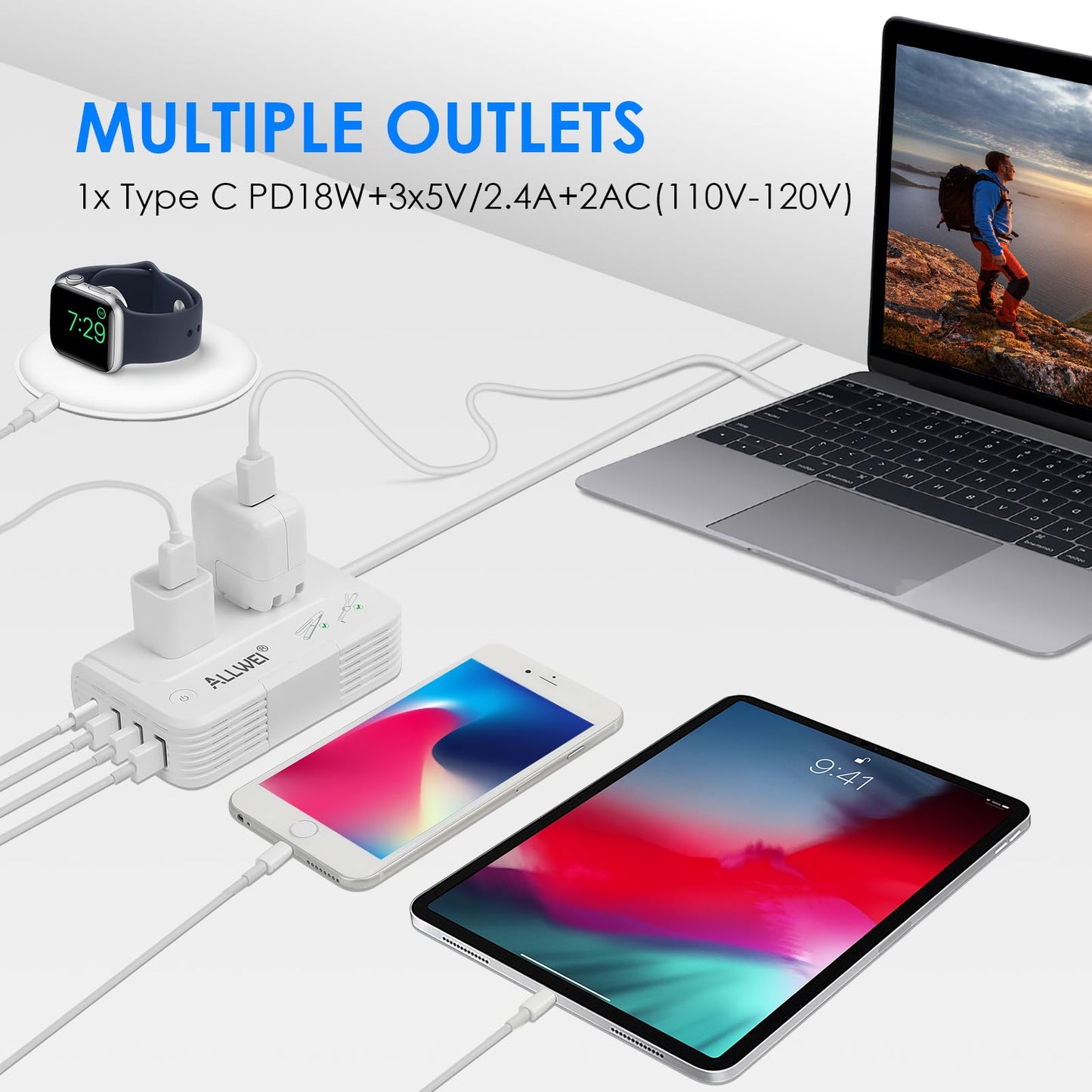 ALLWEI International Travel Adapter 220V to 110V Power Voltage Converter for Hair Straightener/Curling Iron, Universal Power Plug Adapter UK, US, AU…