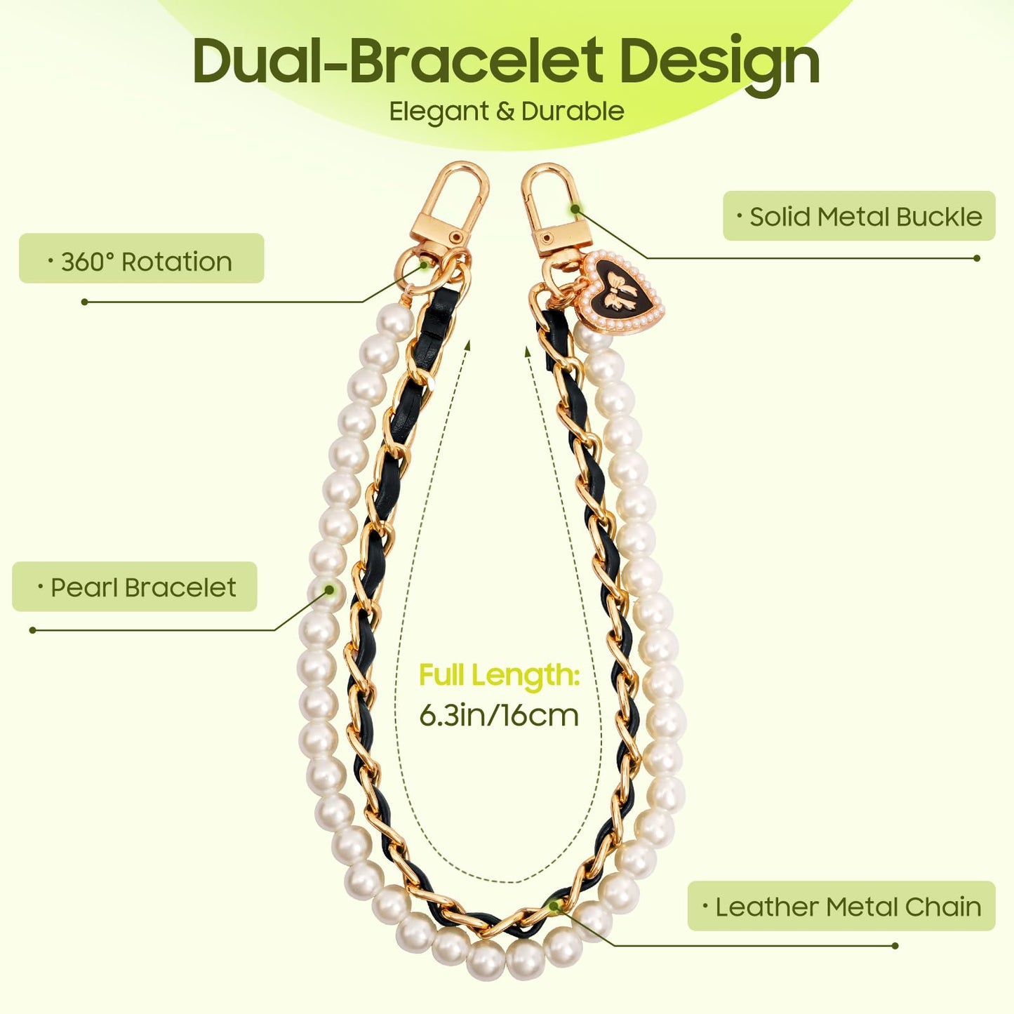 TiMOVO Stylish Phone Wrist Strap with Beaded Design, Detachable Wristlet for Phone Case with Tether Tab, Hands-Free Charm Bracelet Strap for Women