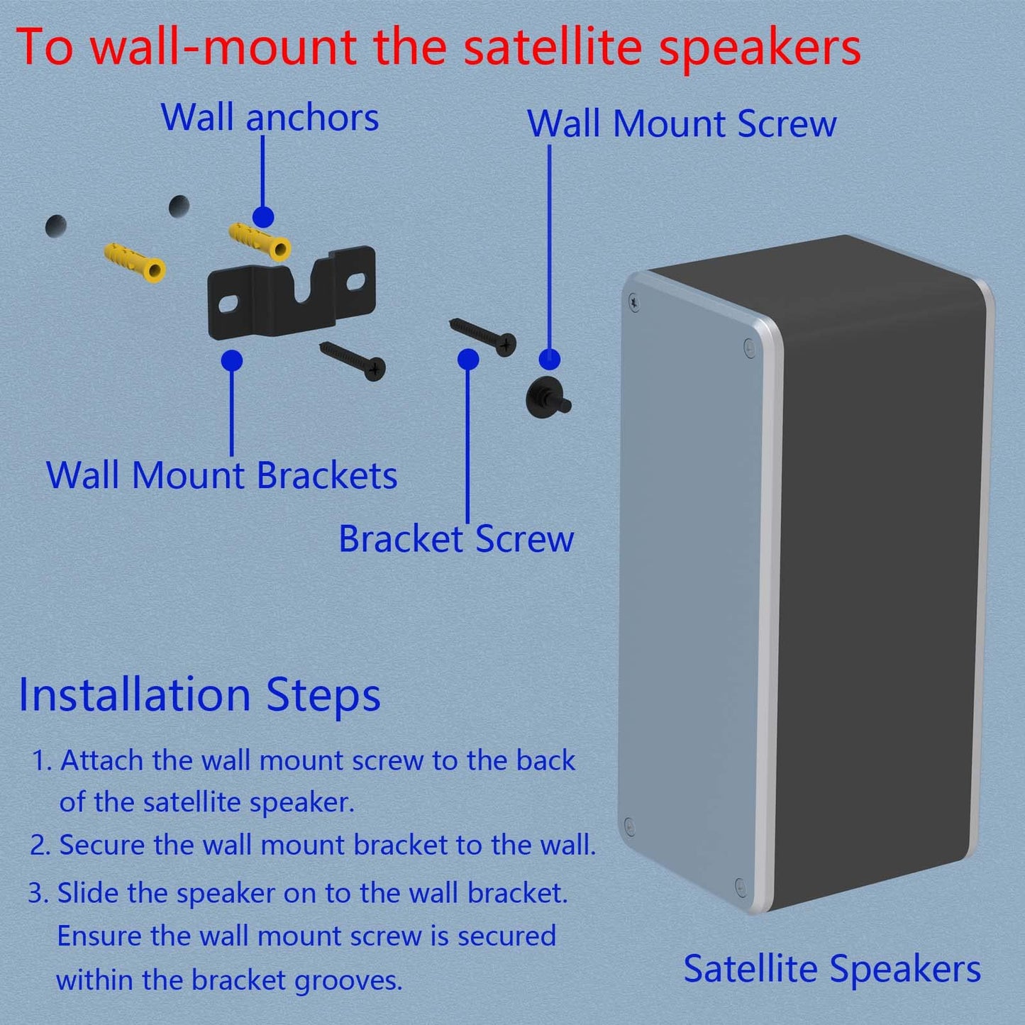 Pbxifge Satellite Speaker Mount, Compatible with Vizio, Sony, Klipsch, Panasonic, Samsung, and More, Fits Up to 9lbs, Black Powdercoated Steel, 15
