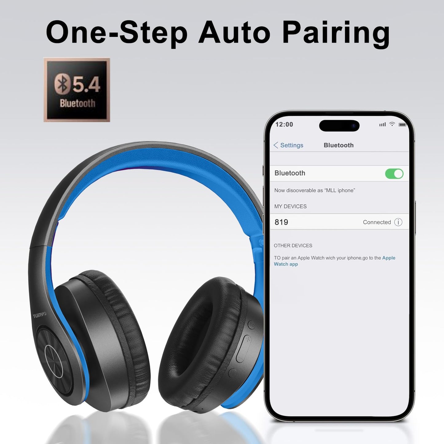 TUINYO Bluetooth Headphones Wireless, Over Ear Stereo Wireless Headset 40H Playtime with deep bass, Soft Memory-Protein Earmuffs, Built-in Mic Wired…