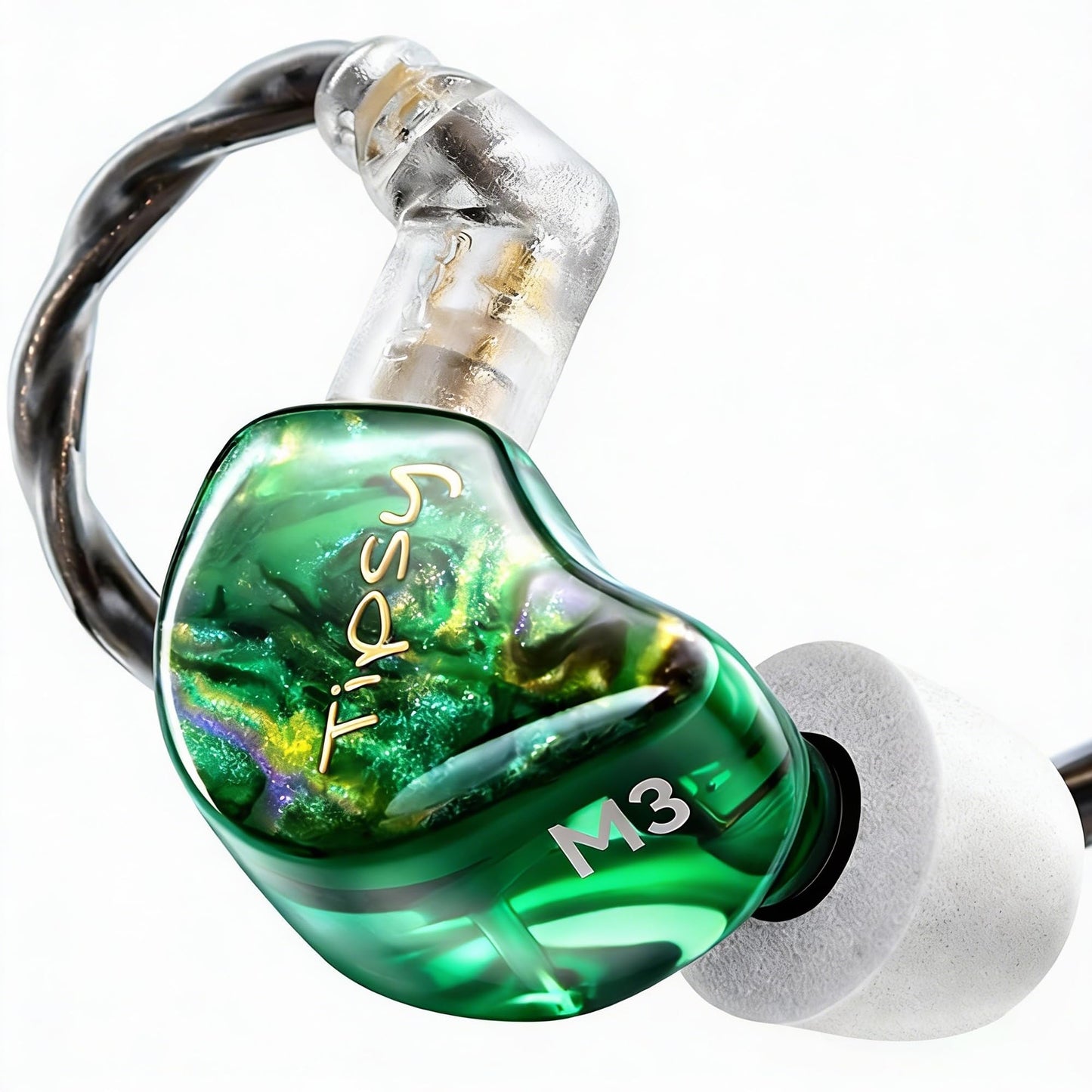 TipsyAuthen Tipsy M3 Professional IEM for Musicians, 2BA + 1DD Drivers, 36dB PNC, IPX5, Acoustic-Runway™ Technology, Skin-Friendly Resin, Detachable