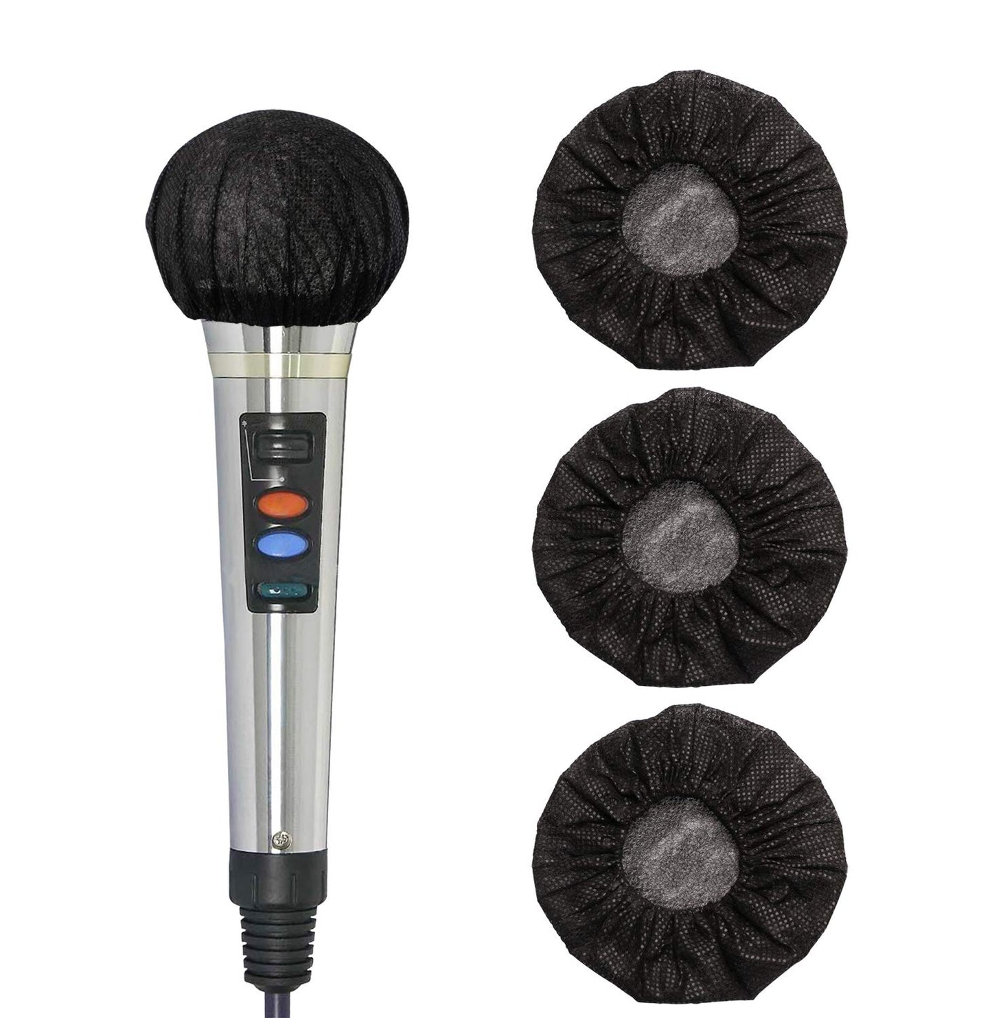 ONLYKXY Non-woven Handheld Microphone Cap case pads Universal Small Mic Covers Replacement WindScreen Protective for Recording Room KTV (Black) (100