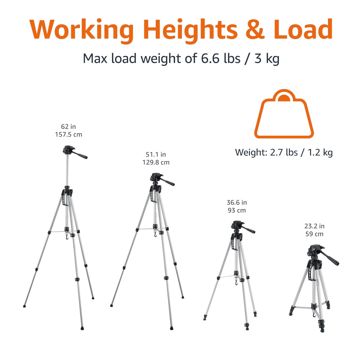 Amazon Basics 60-inch Lightweight DSLR Tripod with Bag, Black