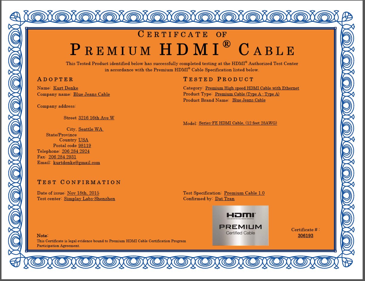 BJC Series-FE Bonded-Pair High-Speed Premium HDMI Cable with Ethernet, 12 Foot, Black
