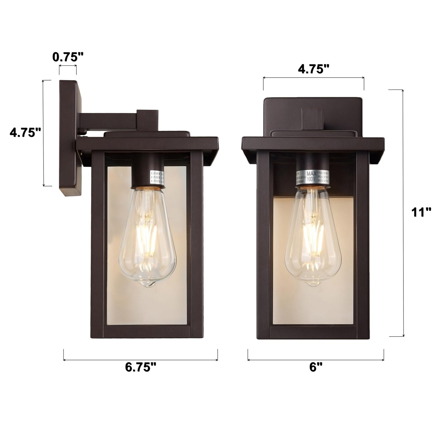 ACLand Oil Rubbed Bronze Outdoor Wall Light Fixture, Waterproof Clear Glass Shade Outdoor Sconce Lighting with E26 Sockets, 11" Exterior Lantern