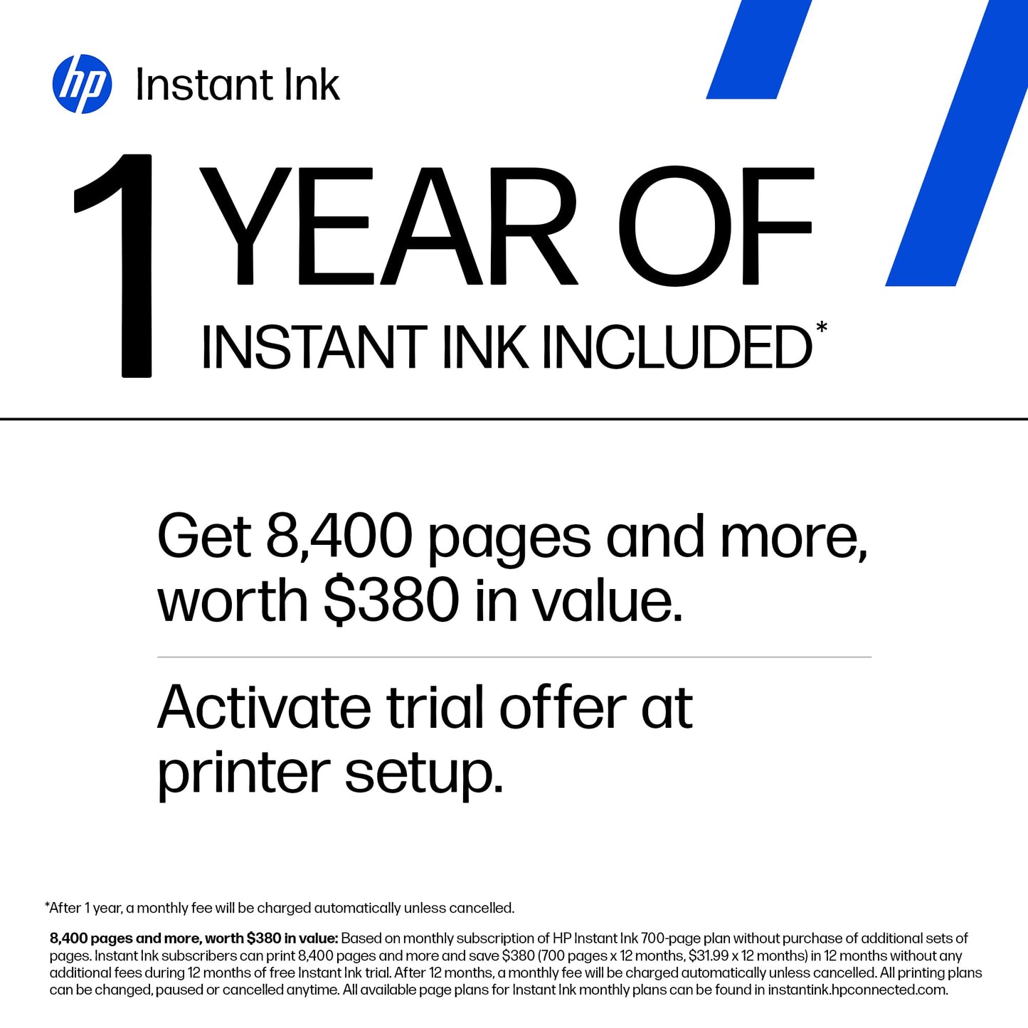 HP OfficeJet Pro 8139e Wireless All-in-One Color Inkjet Printer, Print, scan, Copy, fax, ADF, Duplex Printing Best-for-Home Office, 1 Year Instant Ink