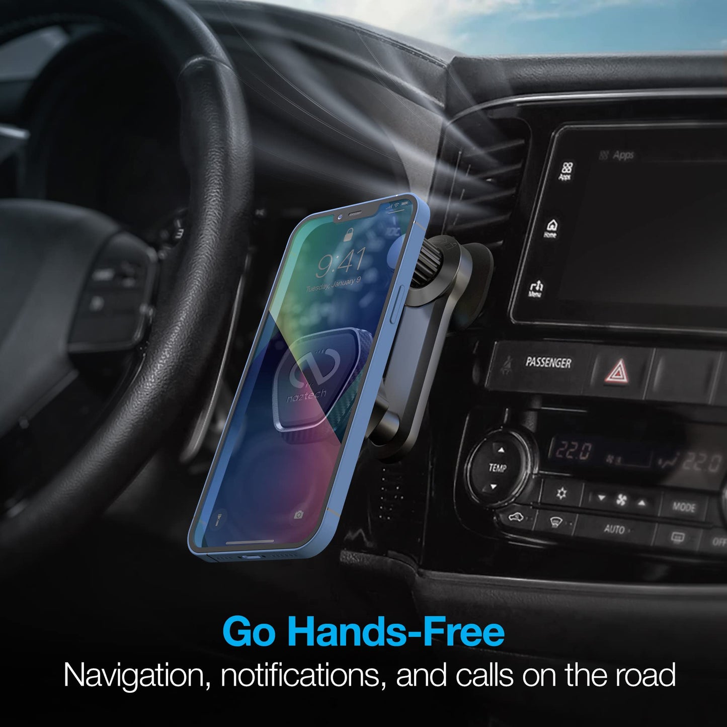 Naztech MagBuddy Elite 360 Magnetic Phone Holder for Car - Magnetic Phone Mount for Car for Dashboard & Air Vent with Universal Hook and Rotatable Arm