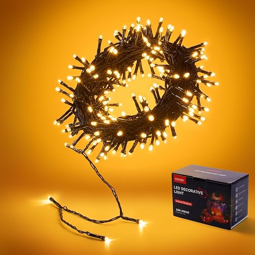 COCOSY Plug in 66FT 200 LED Fairy Christmas Tree String Lights 31V/8 Modes/Timer/Memory/IP44 Waterproof for Xmas Indoor Outdoor Bedroom Wedding